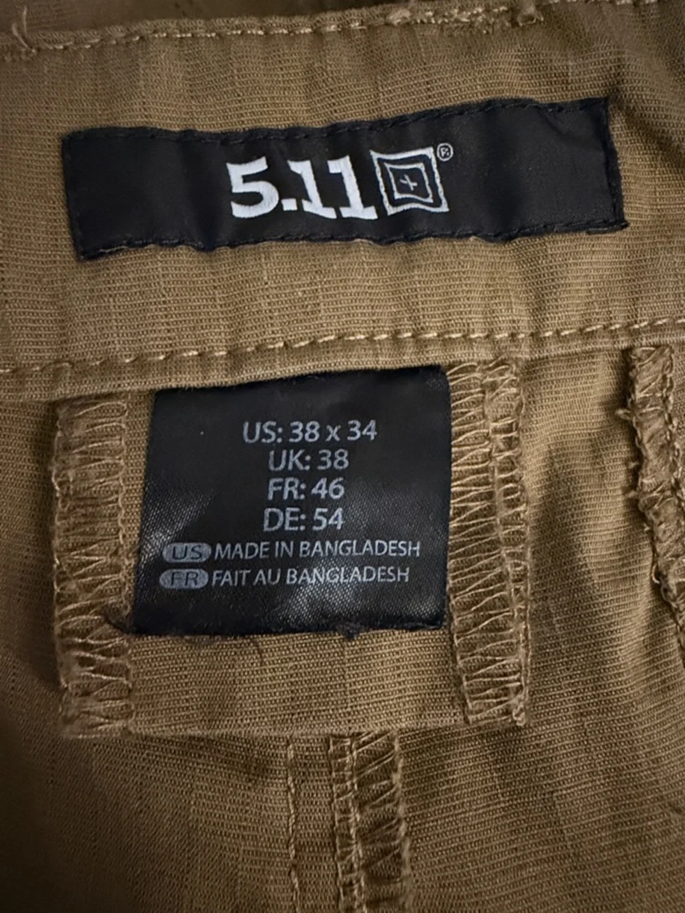 5.11 TACTICAL PRO CARGO STRAIGHT FIT PANTS size 38/34